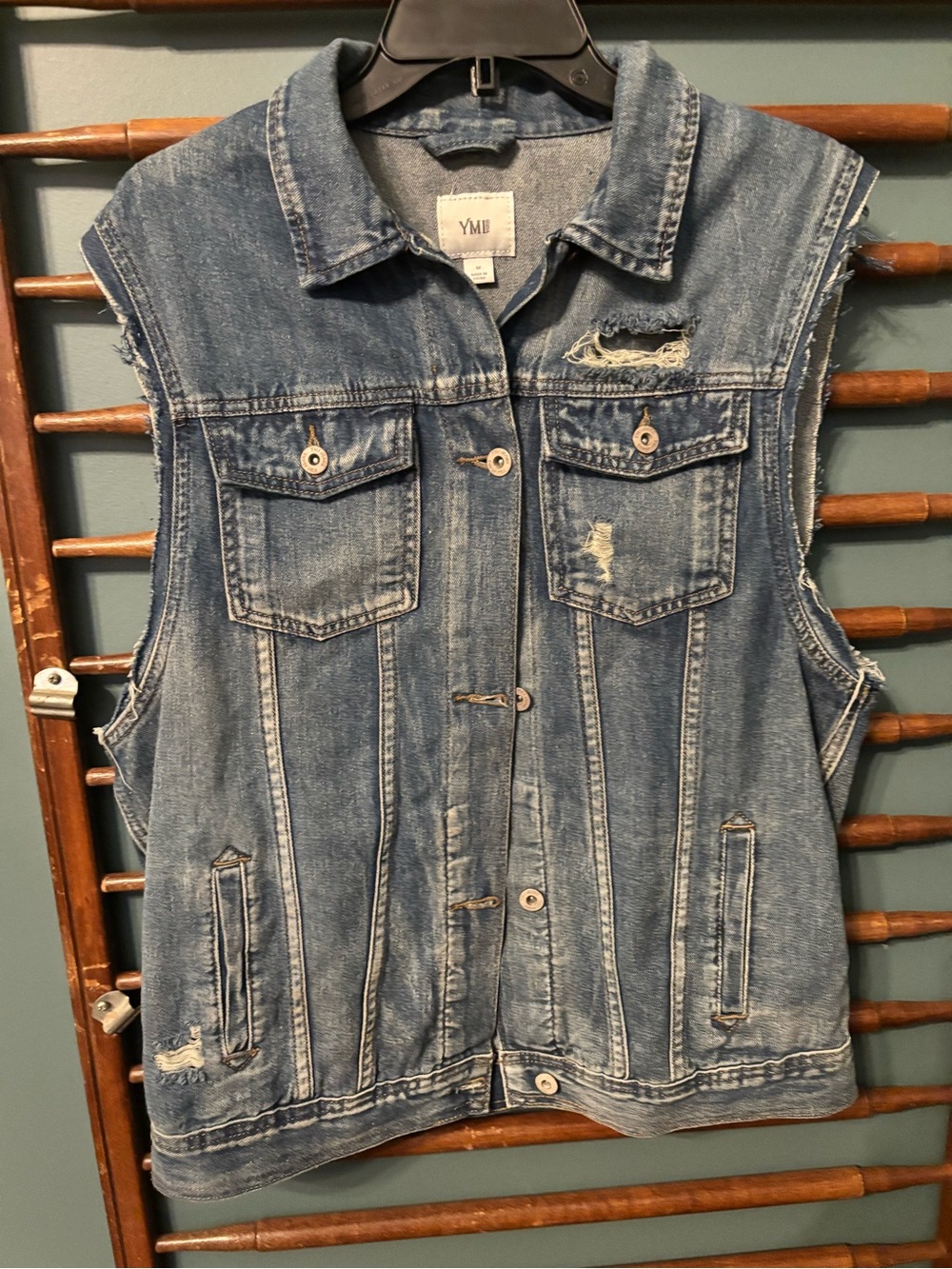 YMI Distressed Blue Denim Vest M